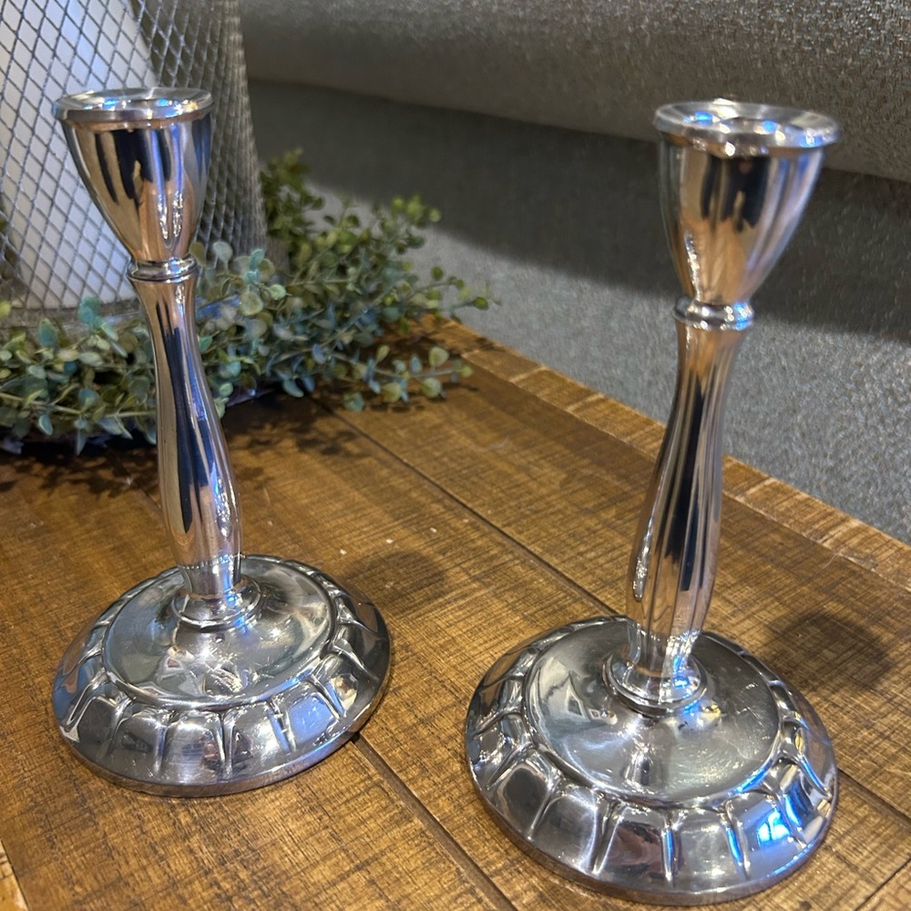 Pair of Wm A Rogers by Oneida 6” Silver Plate Candle Holders